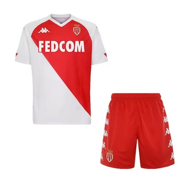 Maillot Football AS Monaco Domicile Enfant 2020-21 Blanc Rouge